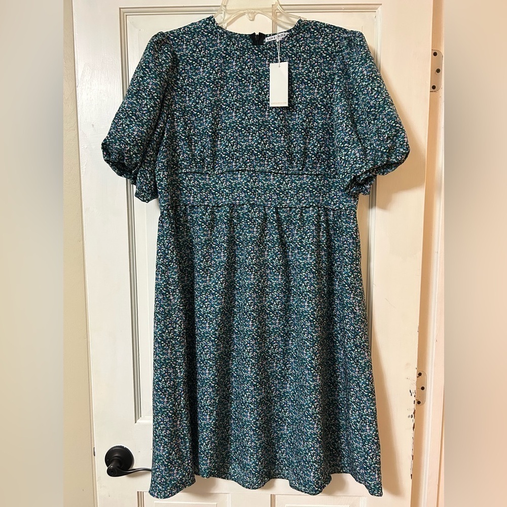 NWT Love Olive Co. Floral Mini Dress Bishop Sleeve Peasant Cottage Babydoll - Picture 2 of 13
